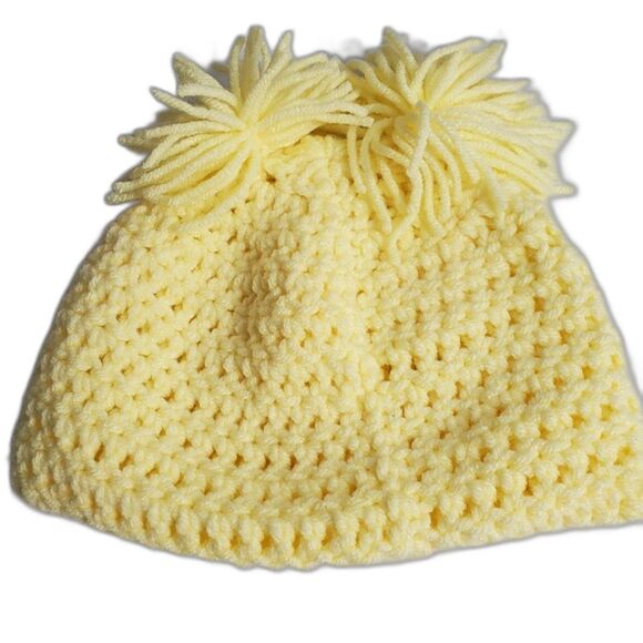 Girls Hand Crochet Crossbody Bag and Hat in Bright Yellow-Set- - Picture 2 of 5